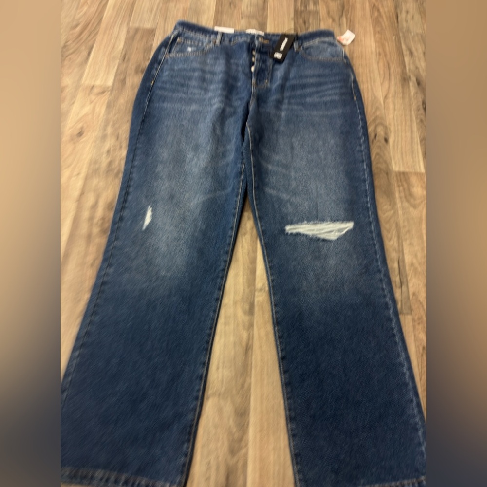RSQ Jeans High Rise Straight‎ Leg Blue Distressed Pockets Women’s Size 31 NWT